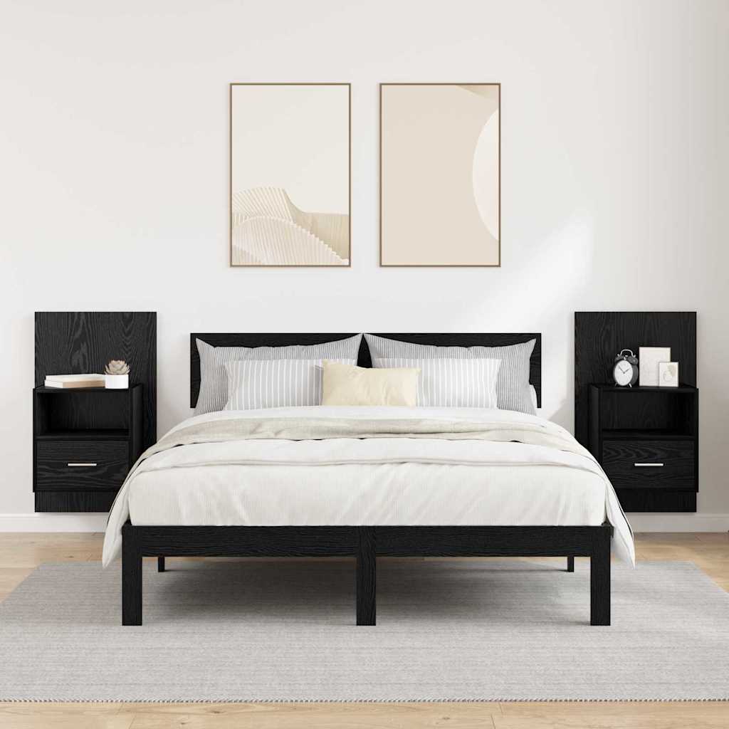 vidaXL Szafka Nocna z szufladą 2 pcs Czarny Dąb 50 x 32.5 x 80cm