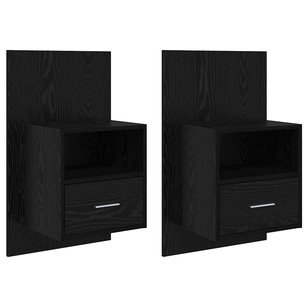 vidaXL Szafka Nocna z szufladą 2 pcs Czarny Dąb 50 x 32.5 x 80cm