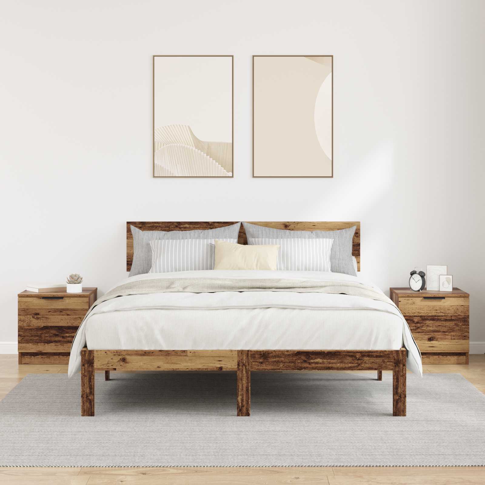 vidaXL Szafka pod łóżko z szufladą 2 pcs Stare drewno 40 x 39 x 40cm