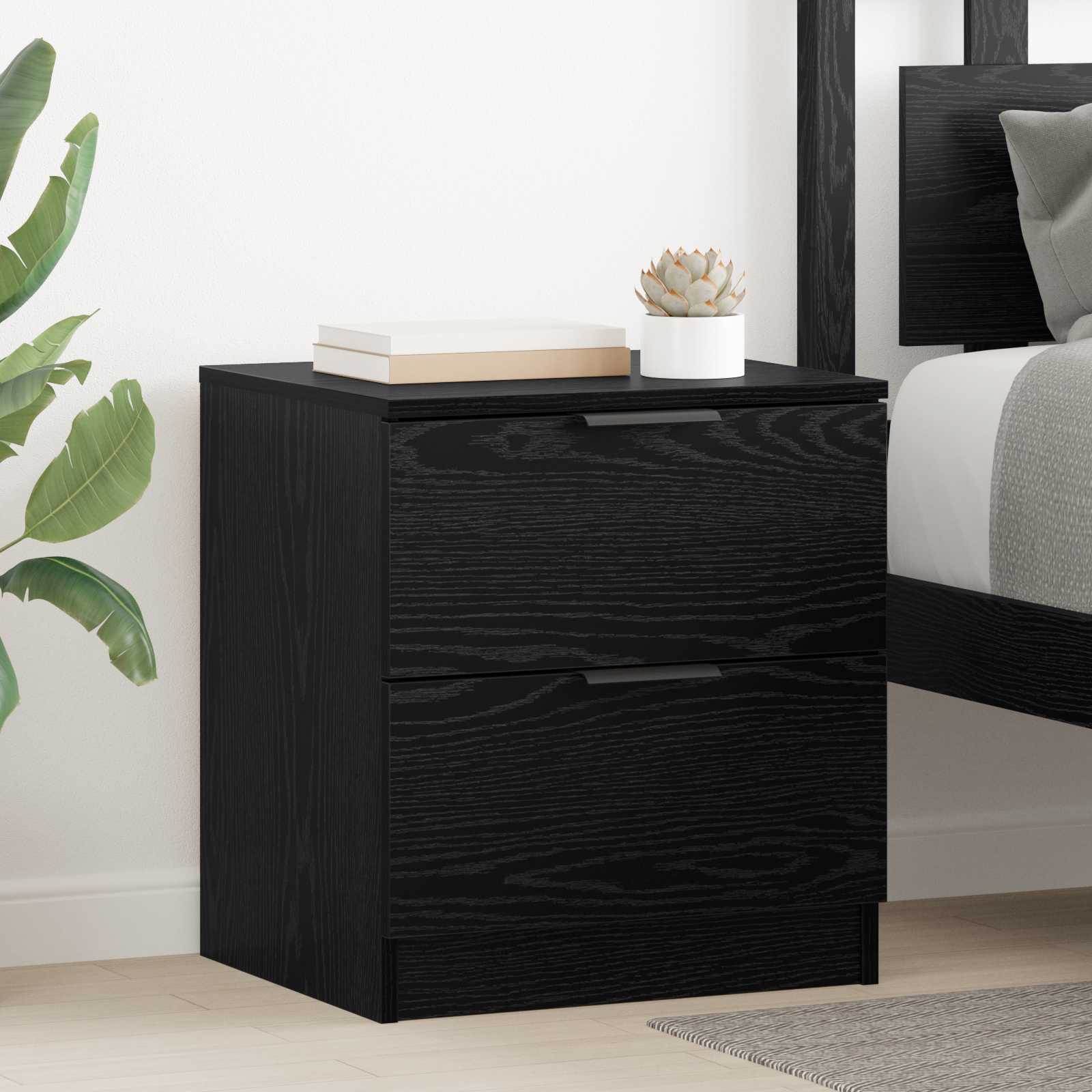 vidaXL Szafka Nocna z szufladą 2 pcs Czarny Dąb 45 x 39 x 50cm