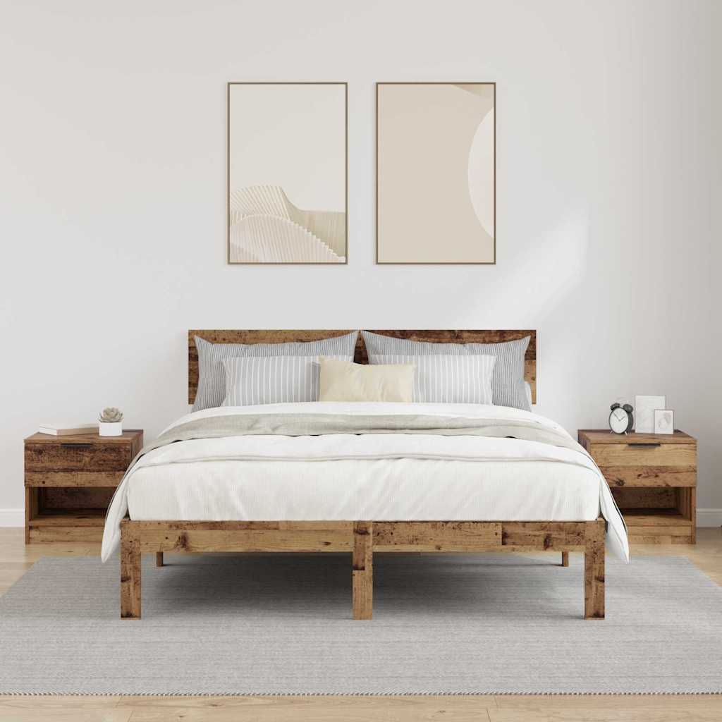 vidaXL Szafka pod łóżko z szufladą 2 pcs Stare drewno 40 x 39 x 40cm