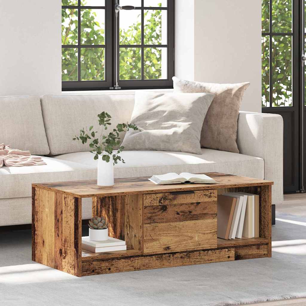 vidaXL Stolik kawowy z szufladą Stare drewno 102 x 50 x 36cm