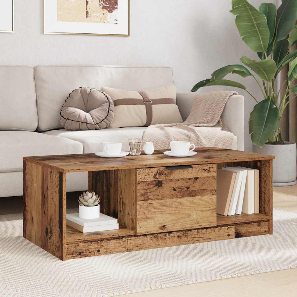 vidaXL Stolik kawowy z szufladą Stare drewno 102 x 50 x 36cm