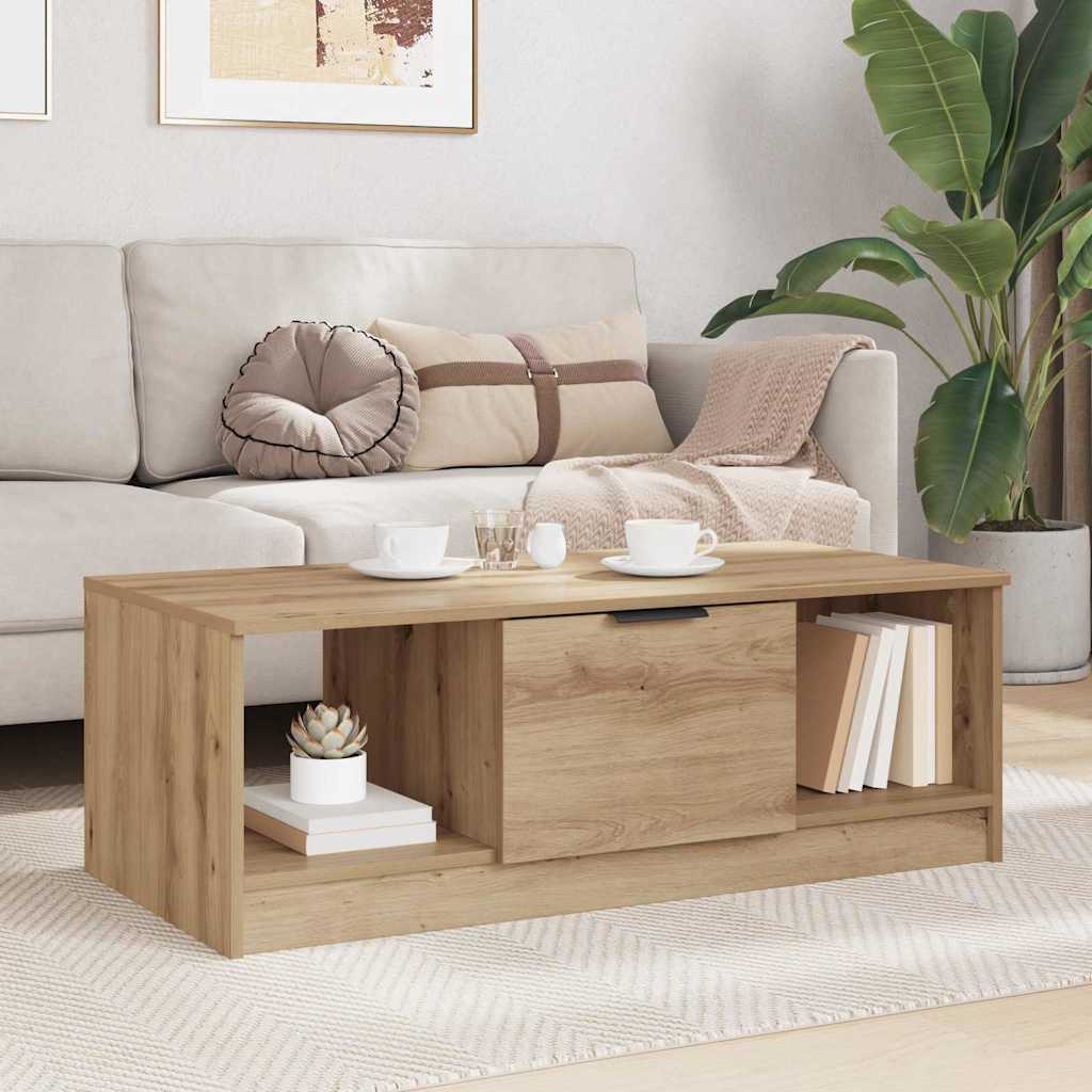 vidaXL Stolik kawowy z szufladą Dąb rzemieślniczy 102 x 50 x 36cm