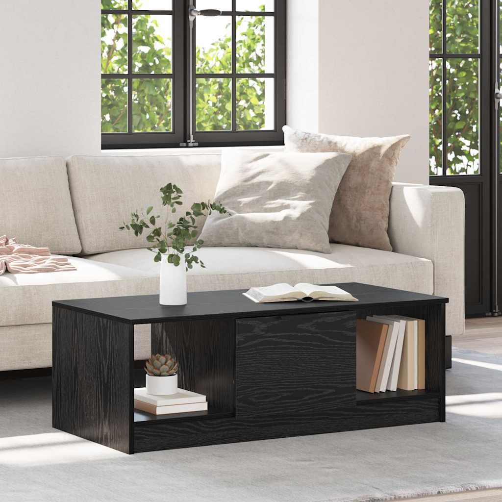 vidaXL Stolik kawowy z szufladą Czarny Dąb 102 x 50 x 36cm
