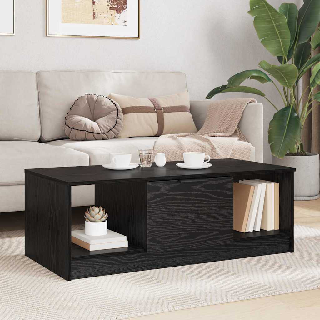 vidaXL Stolik kawowy z szufladą Czarny Dąb 102 x 50 x 36cm