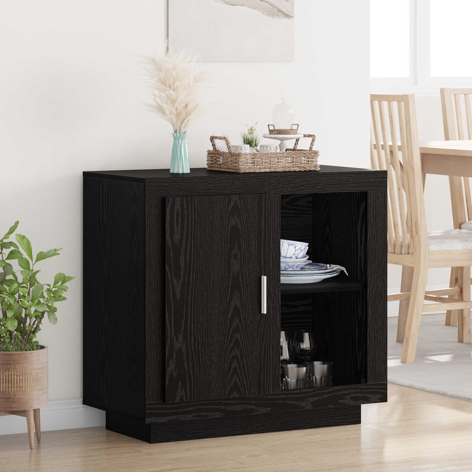 vidaXL Bufet Czarny Dąb 80 x 40 x 75 cm Materiał drewnopochodny