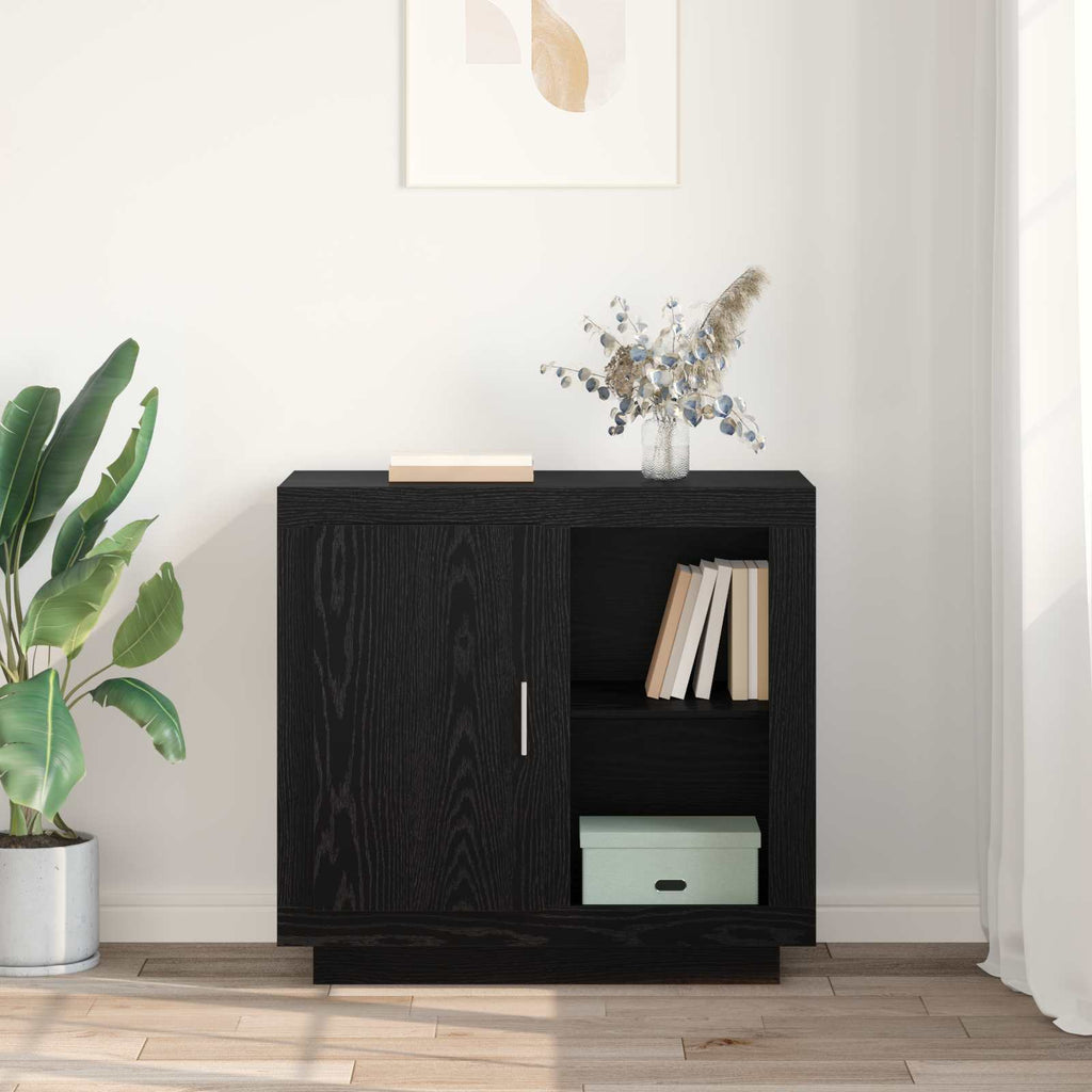 vidaXL Bufet Czarny Dąb 80 x 40 x 75 cm Materiał drewnopochodny