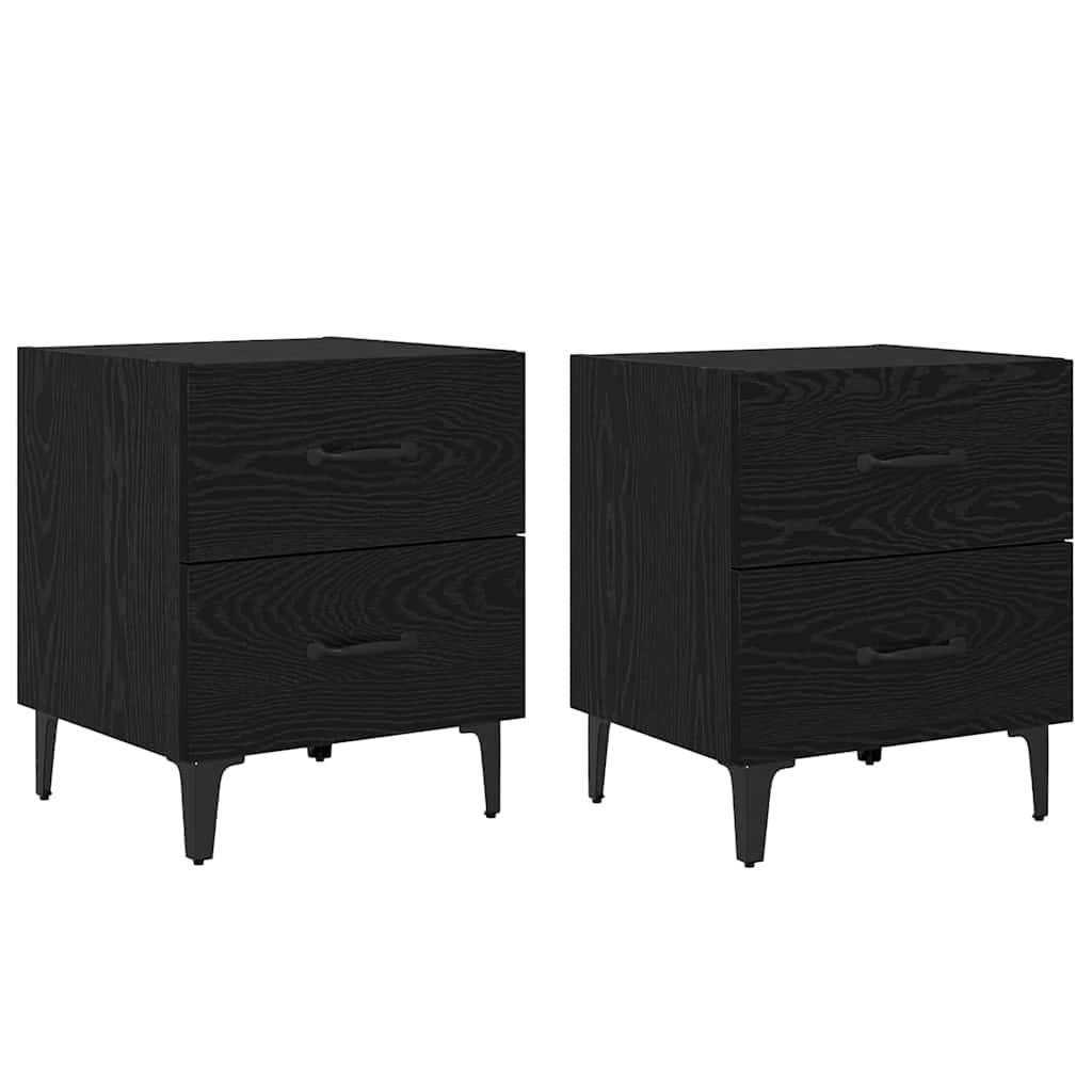 vidaXL Szafka pod łóżko z szufladą 2 pcs Czarny Dąb 40 x 35 x 47,5 cm