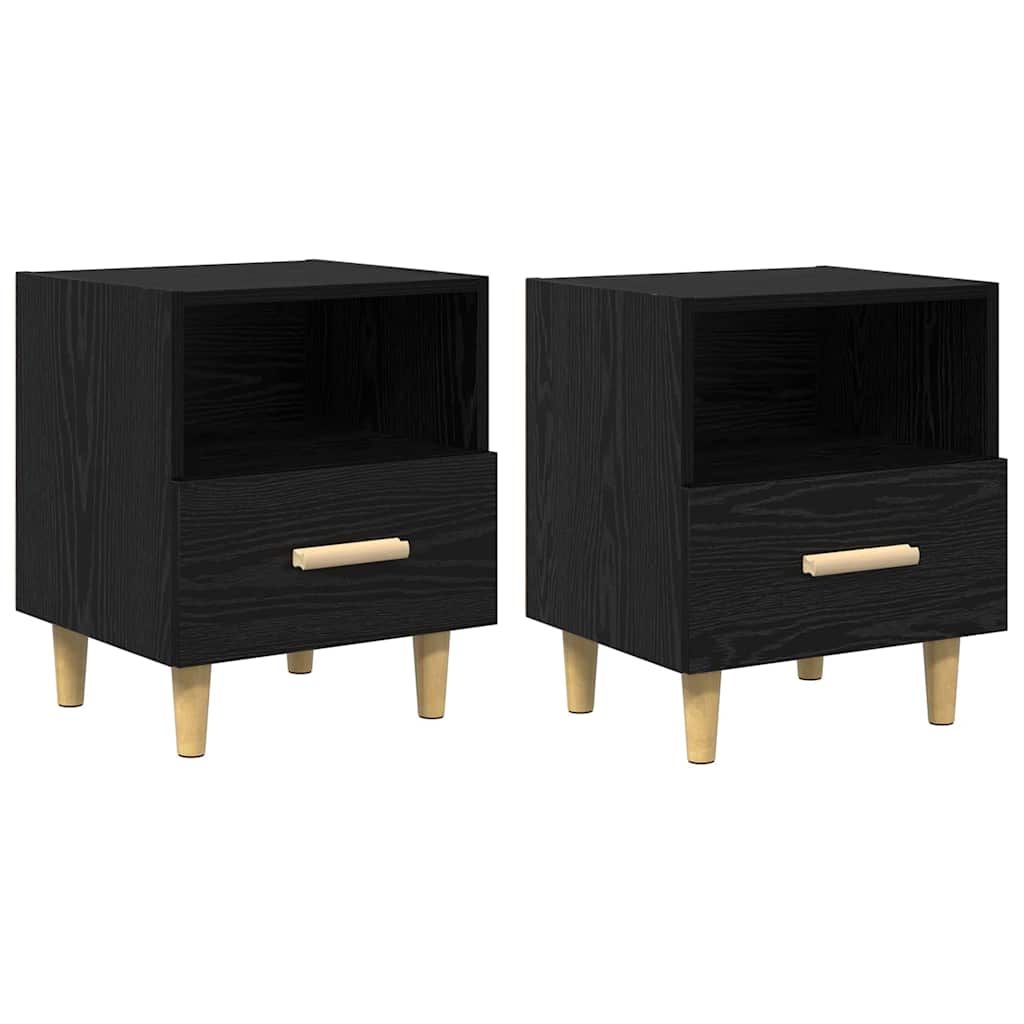 vidaXL Szafka Nocna z szufladą 2 pcs Czarny Dąb 40 x 35 x 47 cm