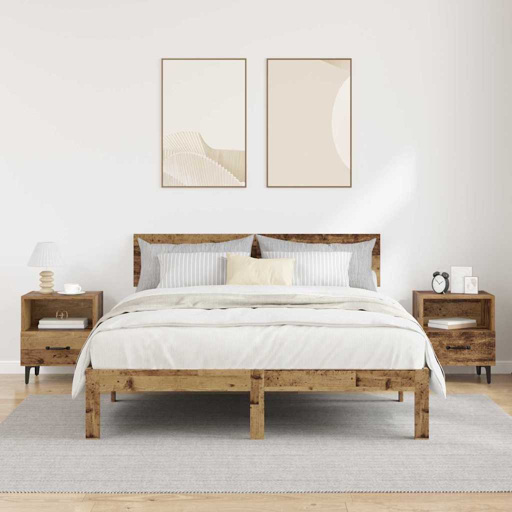 vidaXL Szafka Nocna z szufladą 2 pcs Stare drewno 40 x 35 x 47.5 cm