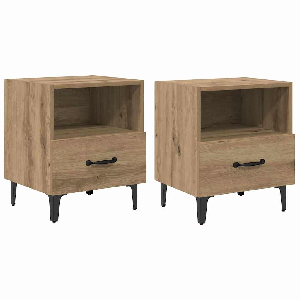 vidaXL Szafka Nocna 2 pcs Dąb rzemieślniczy 40 x 35 x 47,5 cm