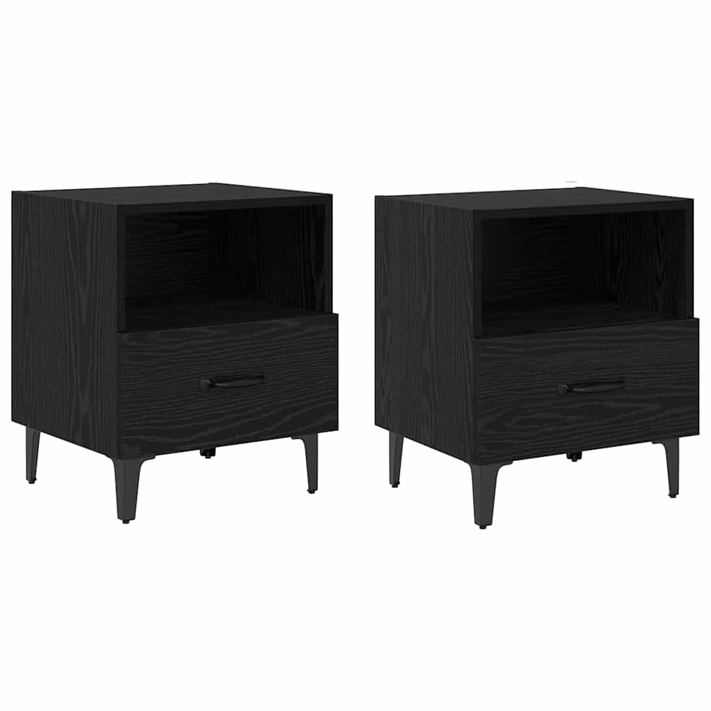 vidaXL Szafka Nocna z szufladą 2 pcs Czarny dąb 40 x 35 x 47.5 cm