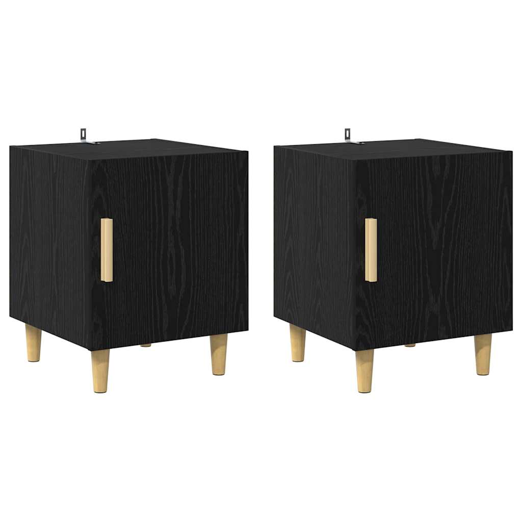 vidaXL Szafka Nocna 2 pcs Czarny Dąb 40 x 40 x 50 cm