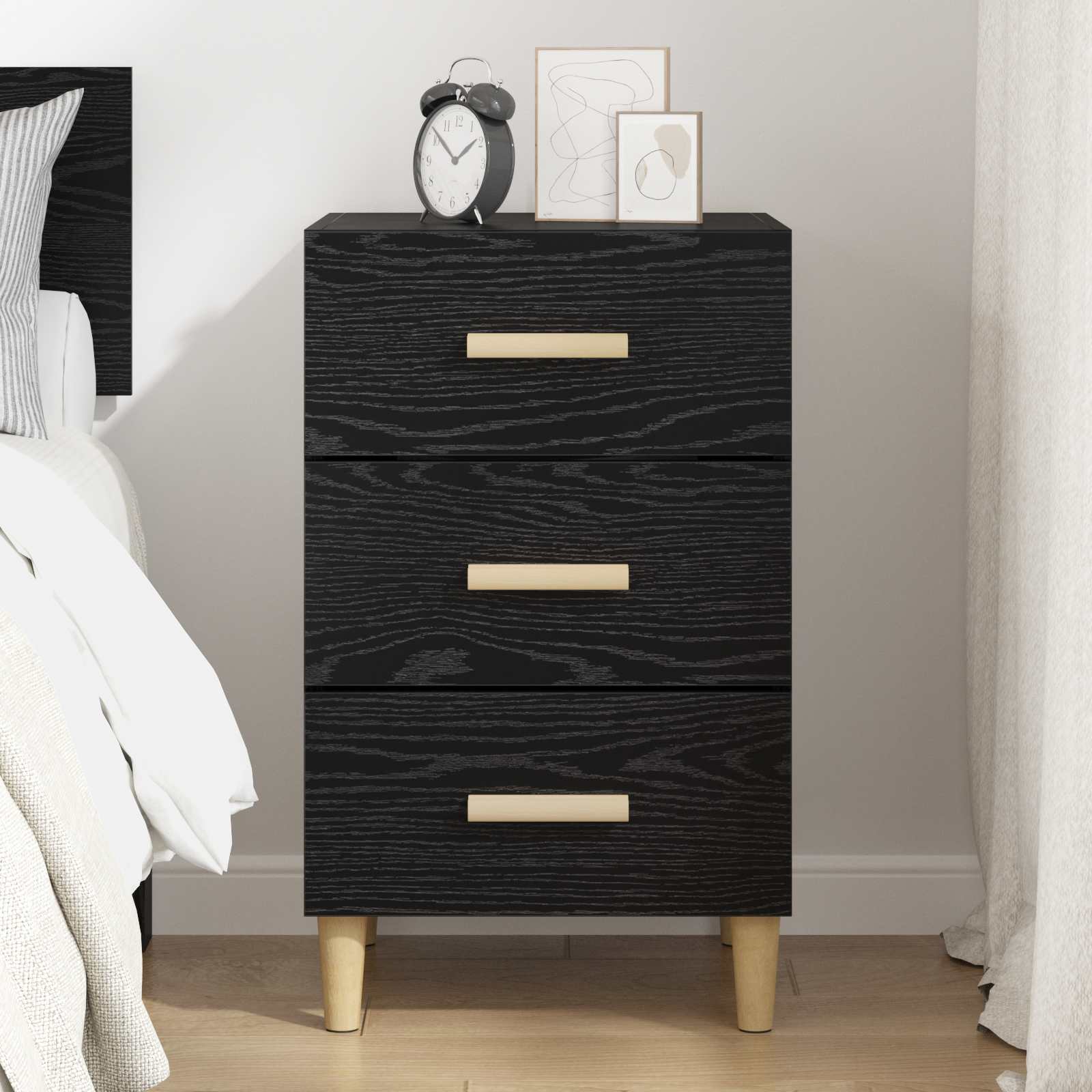 vidaXL Szafka Nocna Czarny Dąb 40 x 40 x 66 cm Materiał drewnopochodny