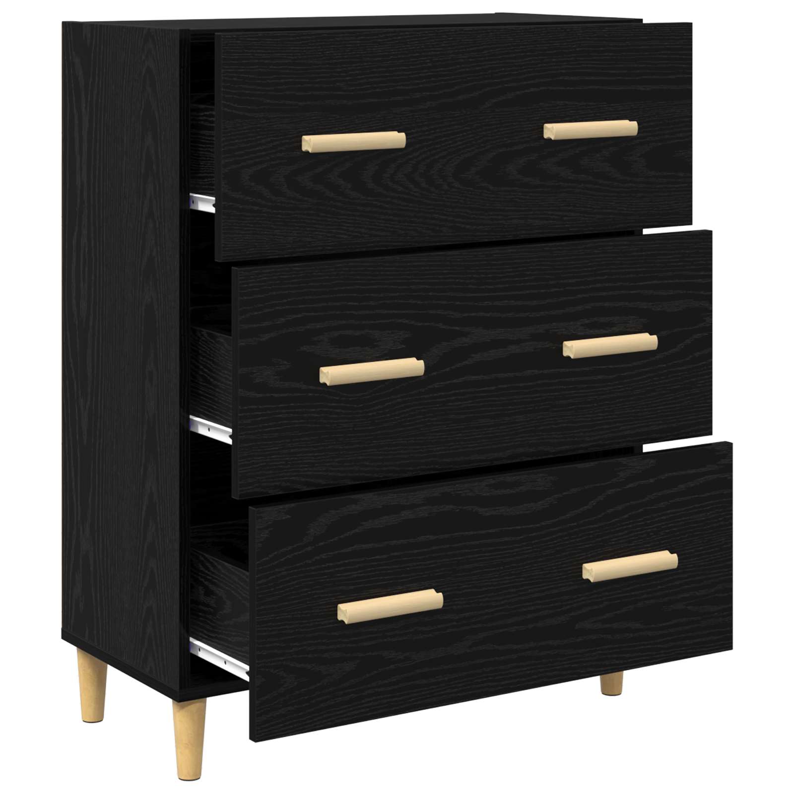 vidaXL Bufet Czarny Dąb 69,5 x 34 x 90 cm Materiał drewnopochodny