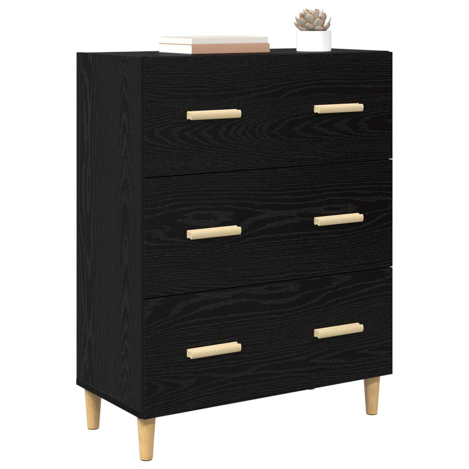 vidaXL Bufet Czarny Dąb 69,5 x 34 x 90 cm Materiał drewnopochodny