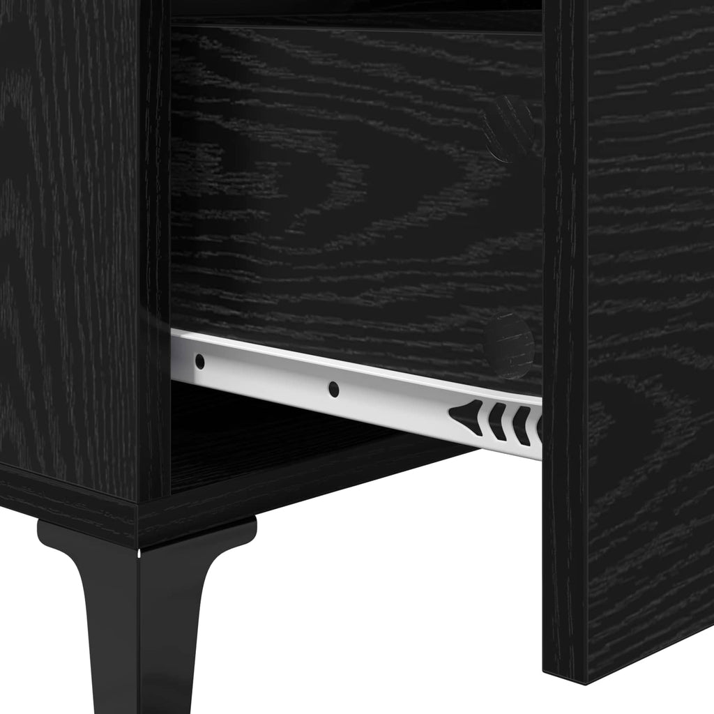 vidaXL Bufet Czarny Dąb 69,5 x 34 x 90 cm Drewno inżynieryjne i żelazo