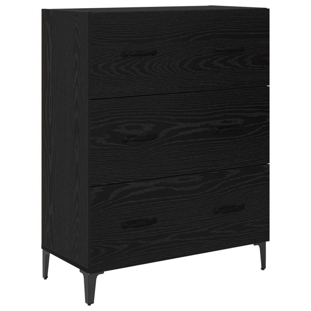 vidaXL Bufet Czarny Dąb 69,5 x 34 x 90 cm Drewno inżynieryjne i żelazo