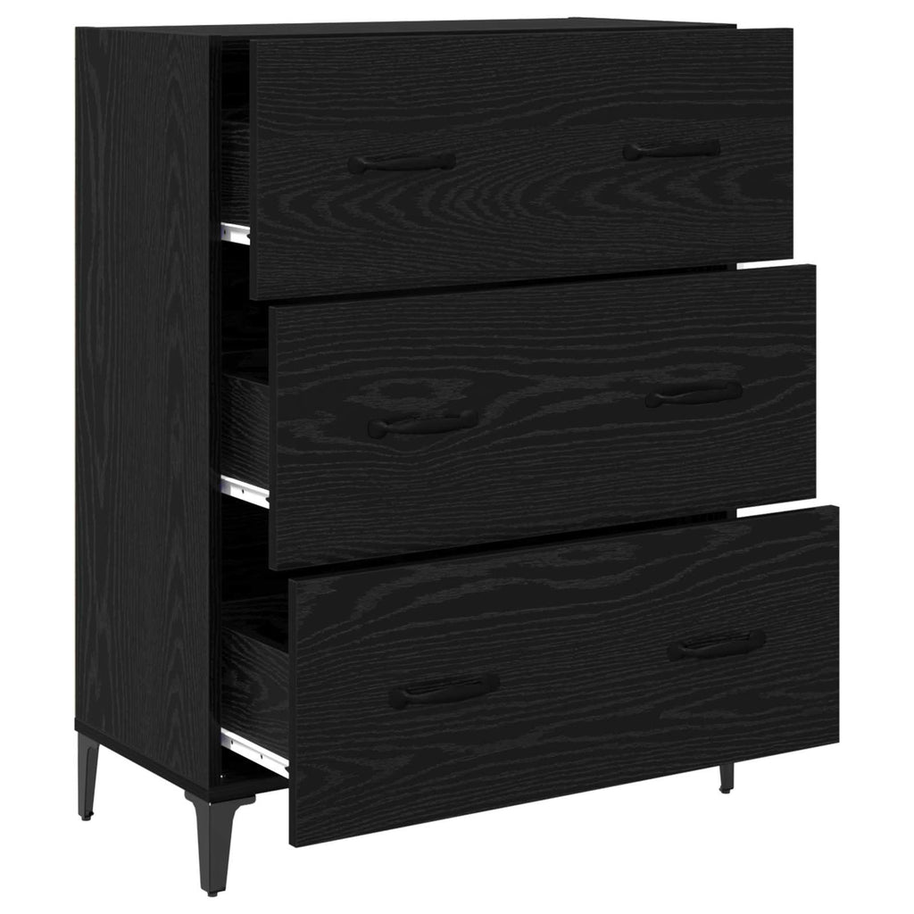vidaXL Bufet Czarny Dąb 69,5 x 34 x 90 cm Drewno inżynieryjne i żelazo