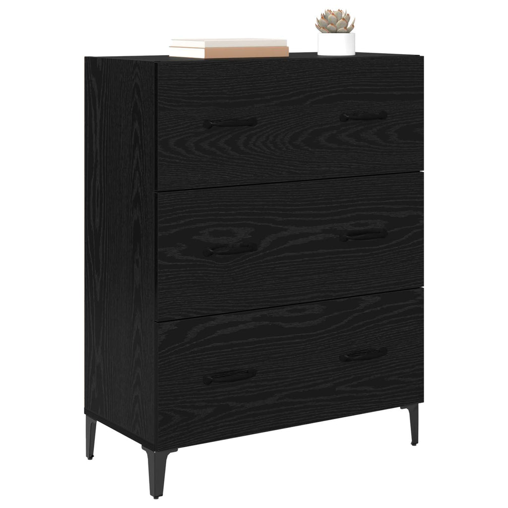 vidaXL Bufet Czarny Dąb 69,5 x 34 x 90 cm Drewno inżynieryjne i żelazo
