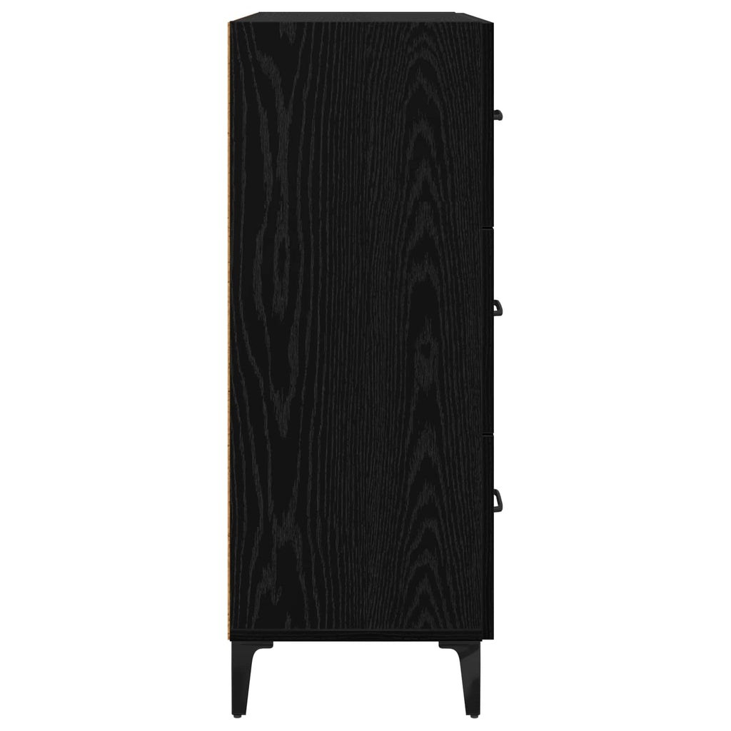 vidaXL Bufet Czarny Dąb 69,5 x 34 x 90 cm Drewno inżynieryjne i żelazo