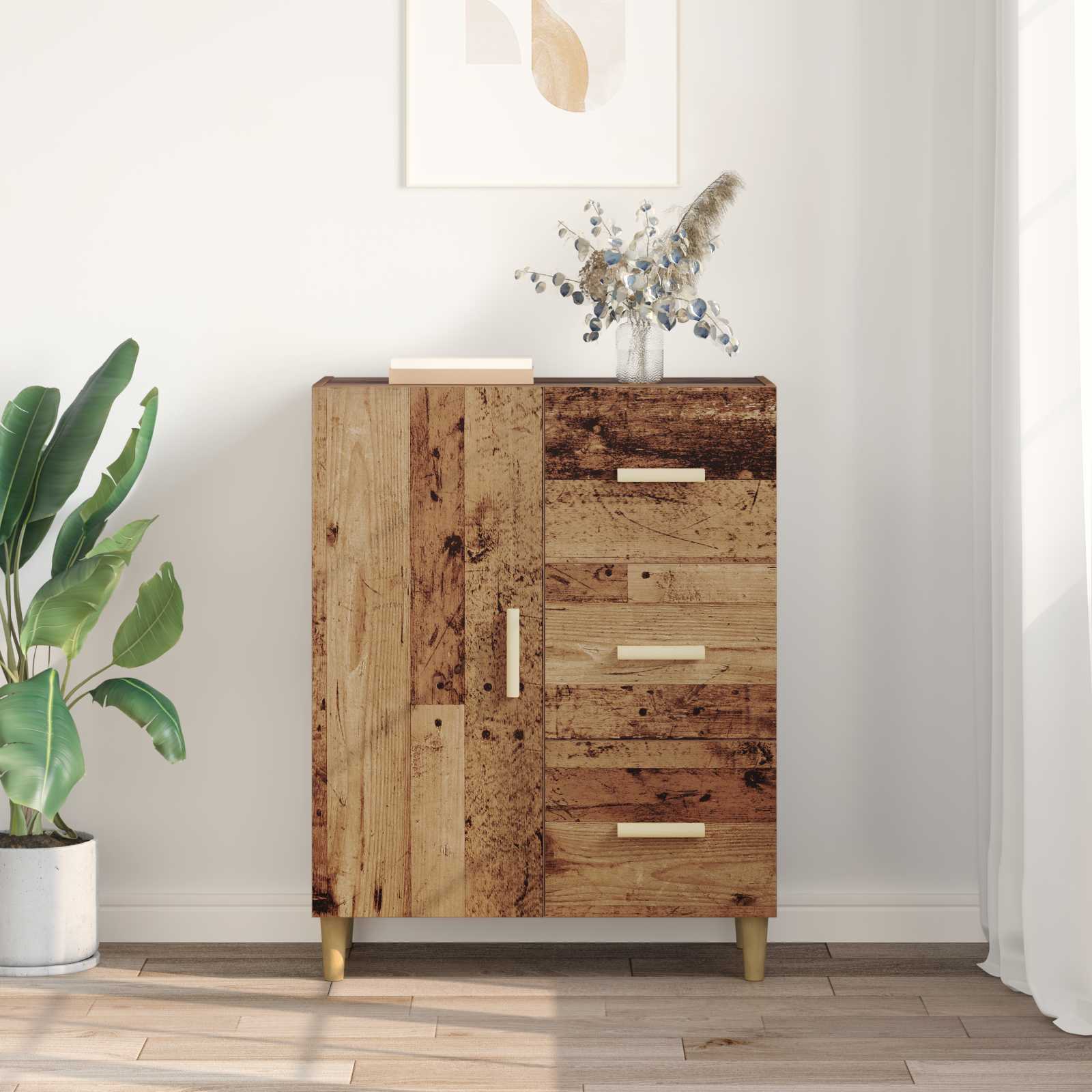 vidaXL Bufet Stare drewno 34 x 69.5 x 90 cm Materiał drewnopochodny
