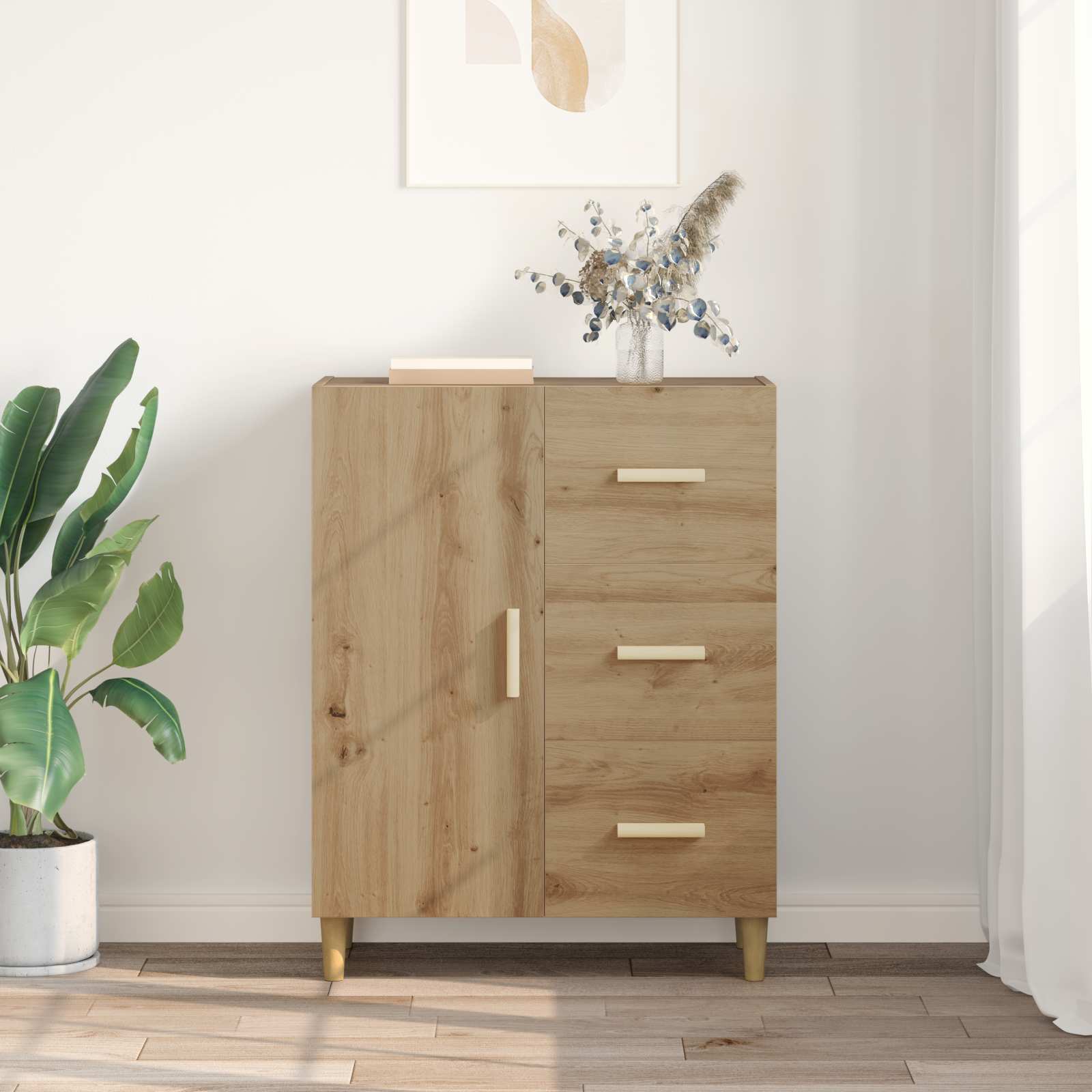 vidaXL Bufet z szufladą Dąb rzemieślniczy 34 x 69.5 x 90 cm