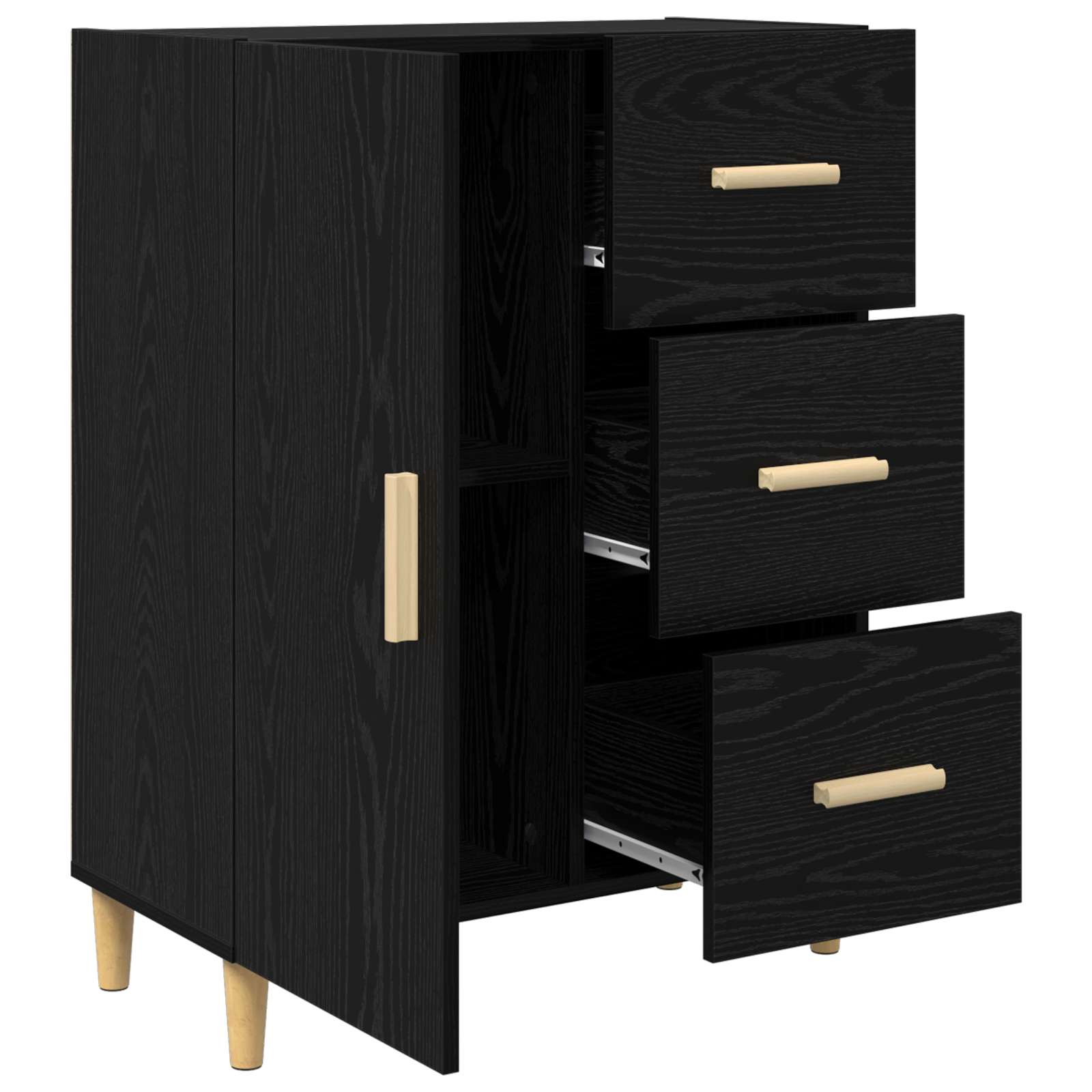 vidaXL Bufet Czarny dąb 34 x 69.5 x 90 cm Materiał drewnopochodny