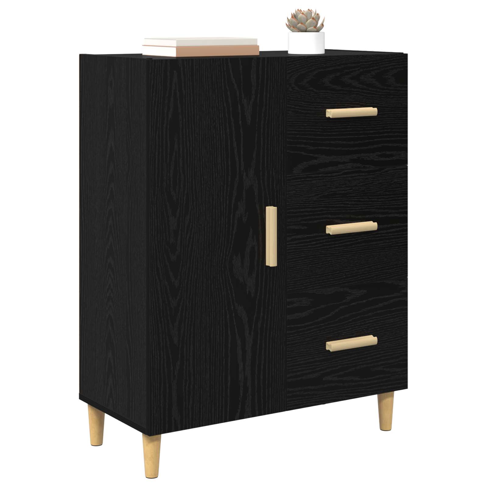 vidaXL Bufet Czarny dąb 34 x 69.5 x 90 cm Materiał drewnopochodny