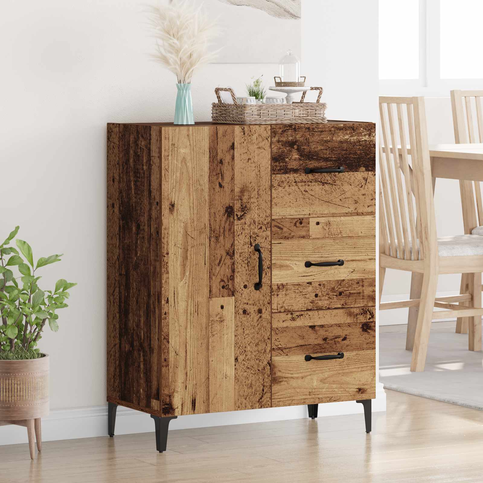 vidaXL Bufet Stare drewno 69,5 x 34 x 90 cm Materiał drewnopochodny