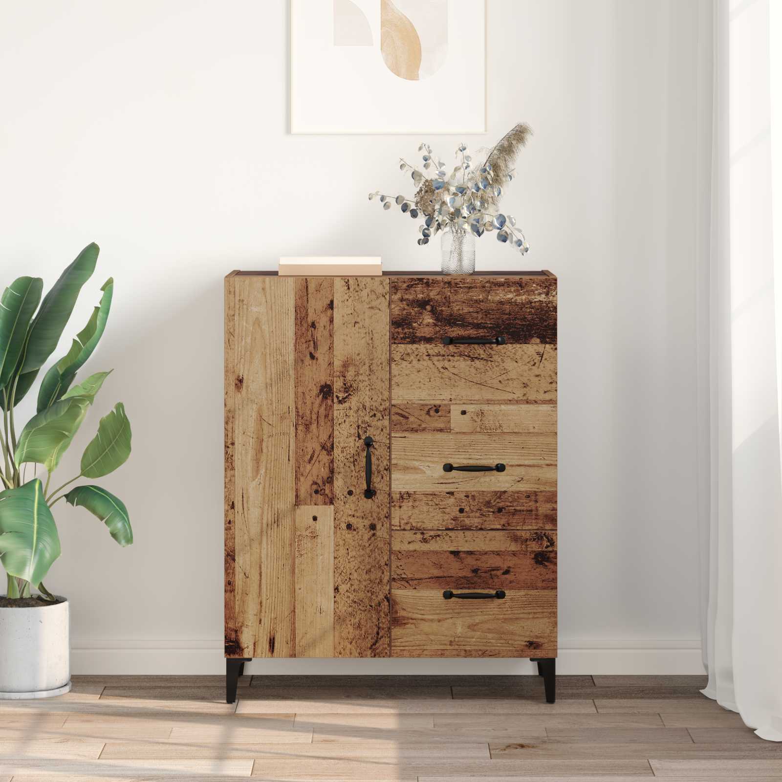 vidaXL Bufet Stare drewno 69,5 x 34 x 90 cm Materiał drewnopochodny
