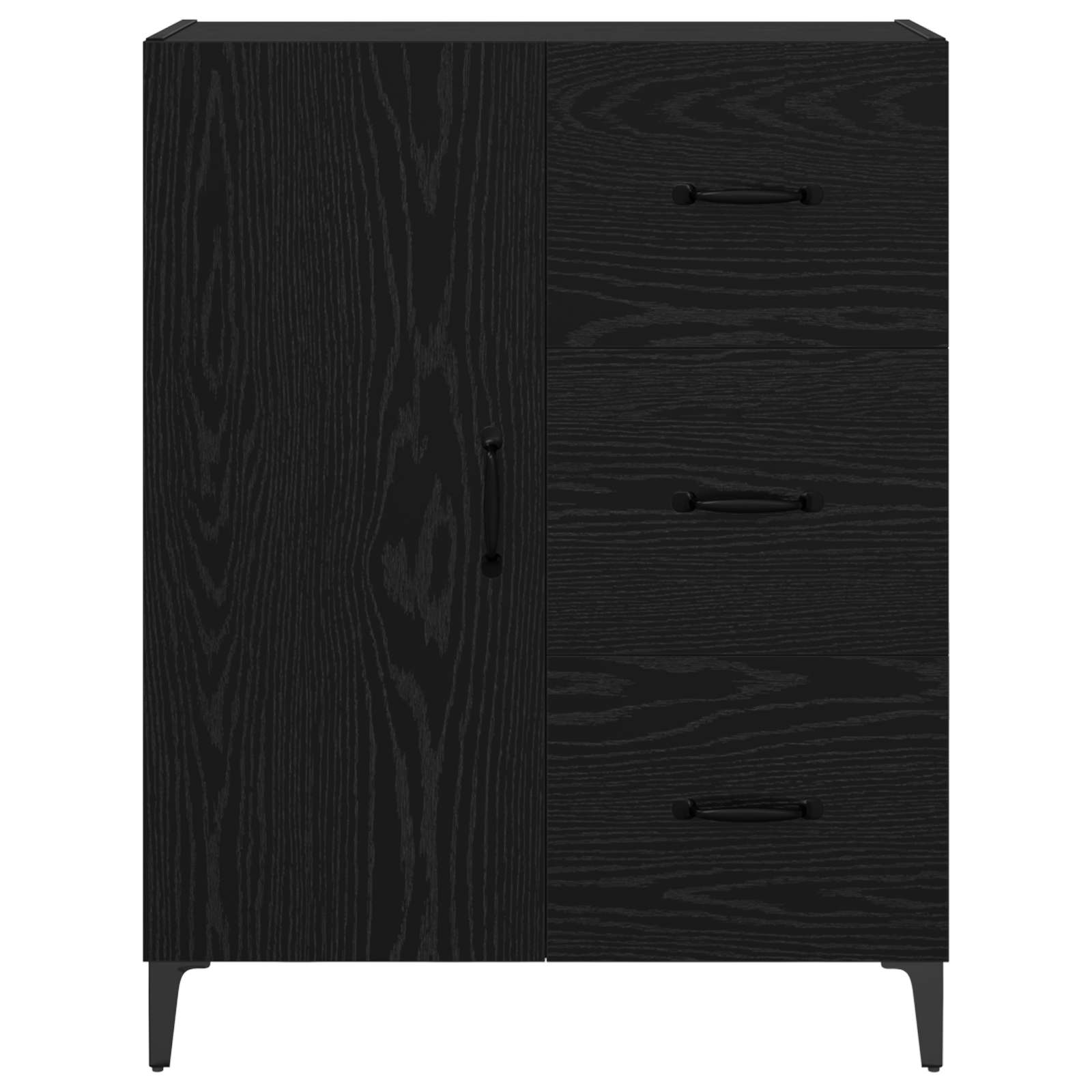 vidaXL Bufet Czarny Dąb 69,5 x 34 x 90 cm Materiał drewnopochodny