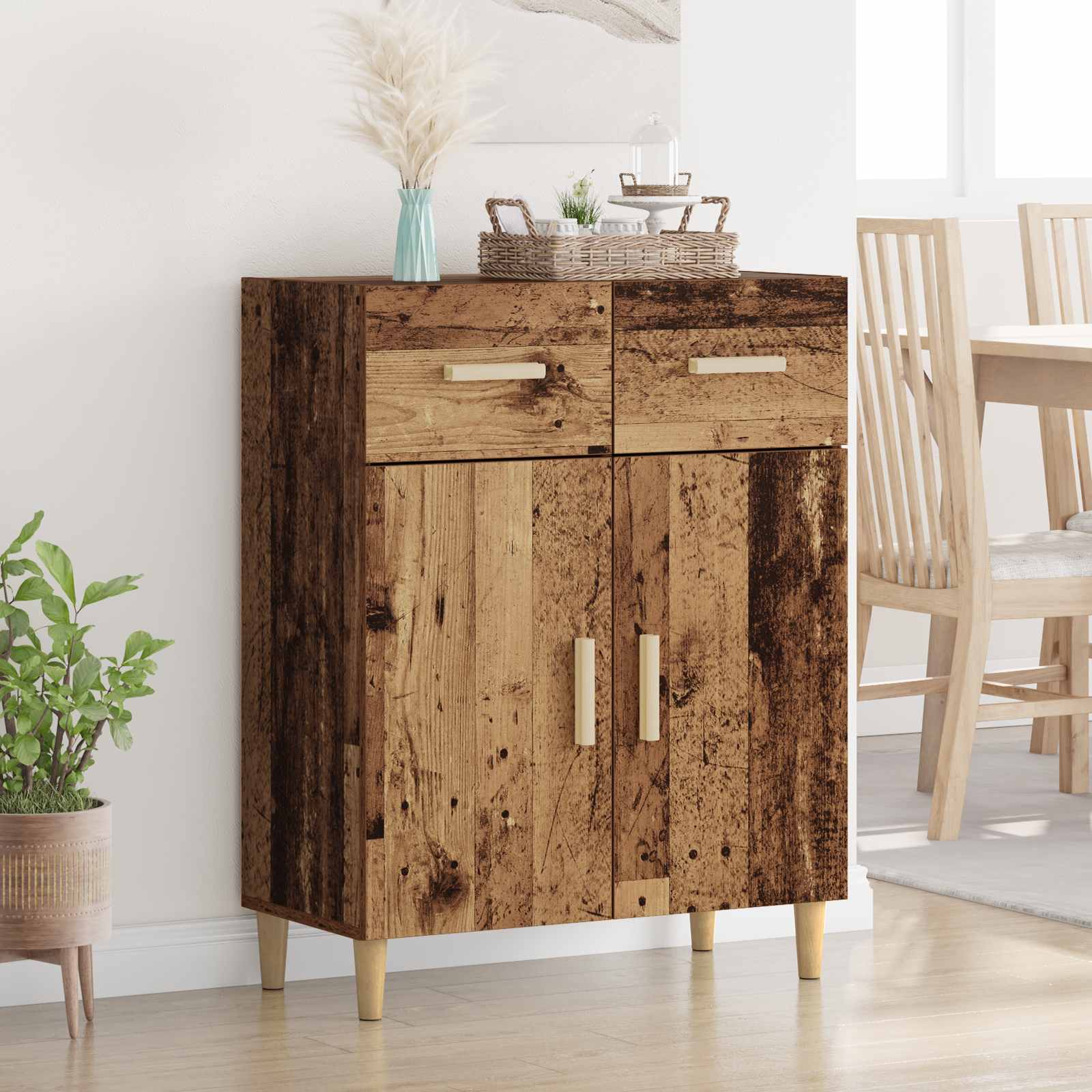 vidaXL Bufet Stare drewno 34 x 69.5 x 89 cm Materiał drewnopochodny