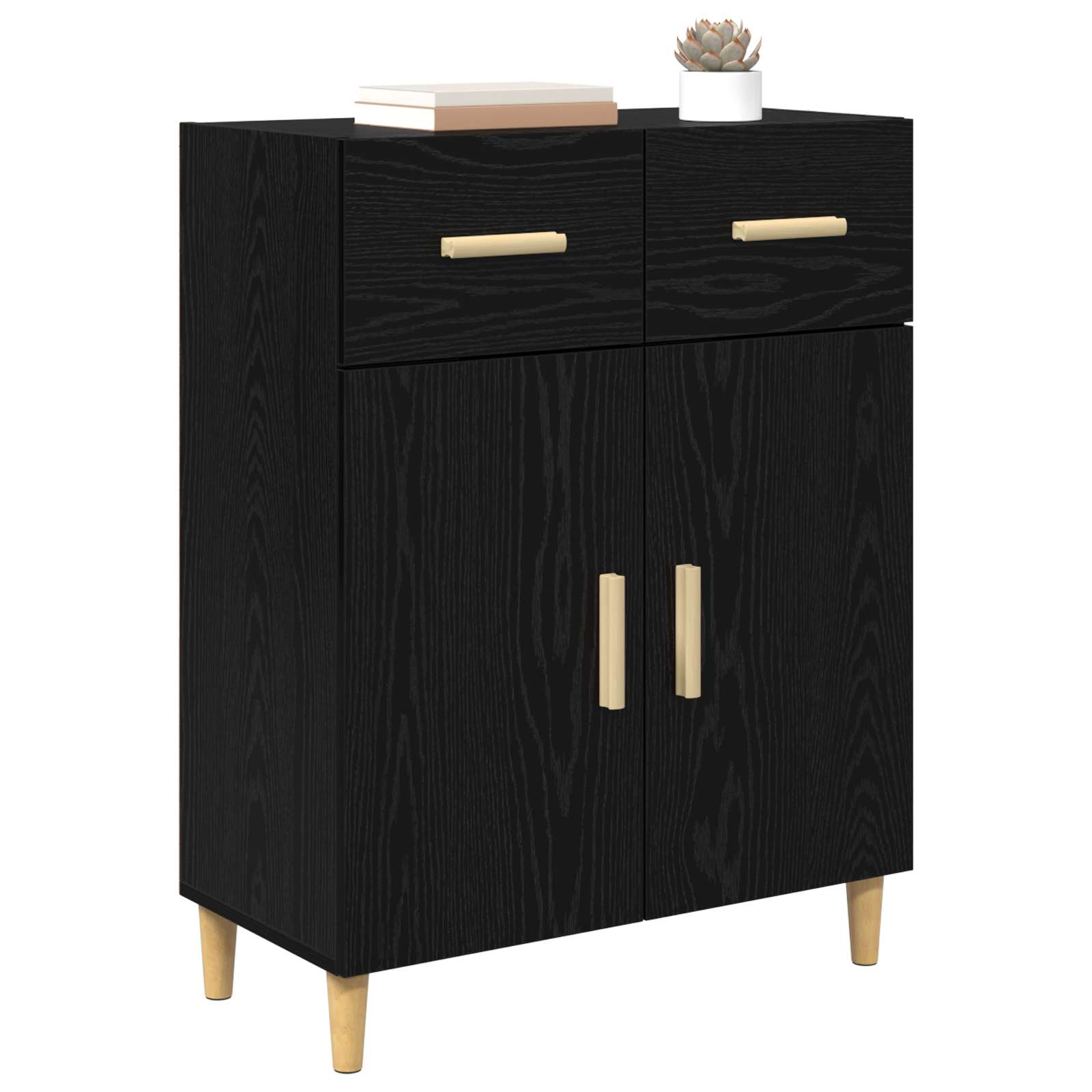 vidaXL Bufet Czarny dąb 34 x 69.5 x 89 cm Materiał drewnopochodny