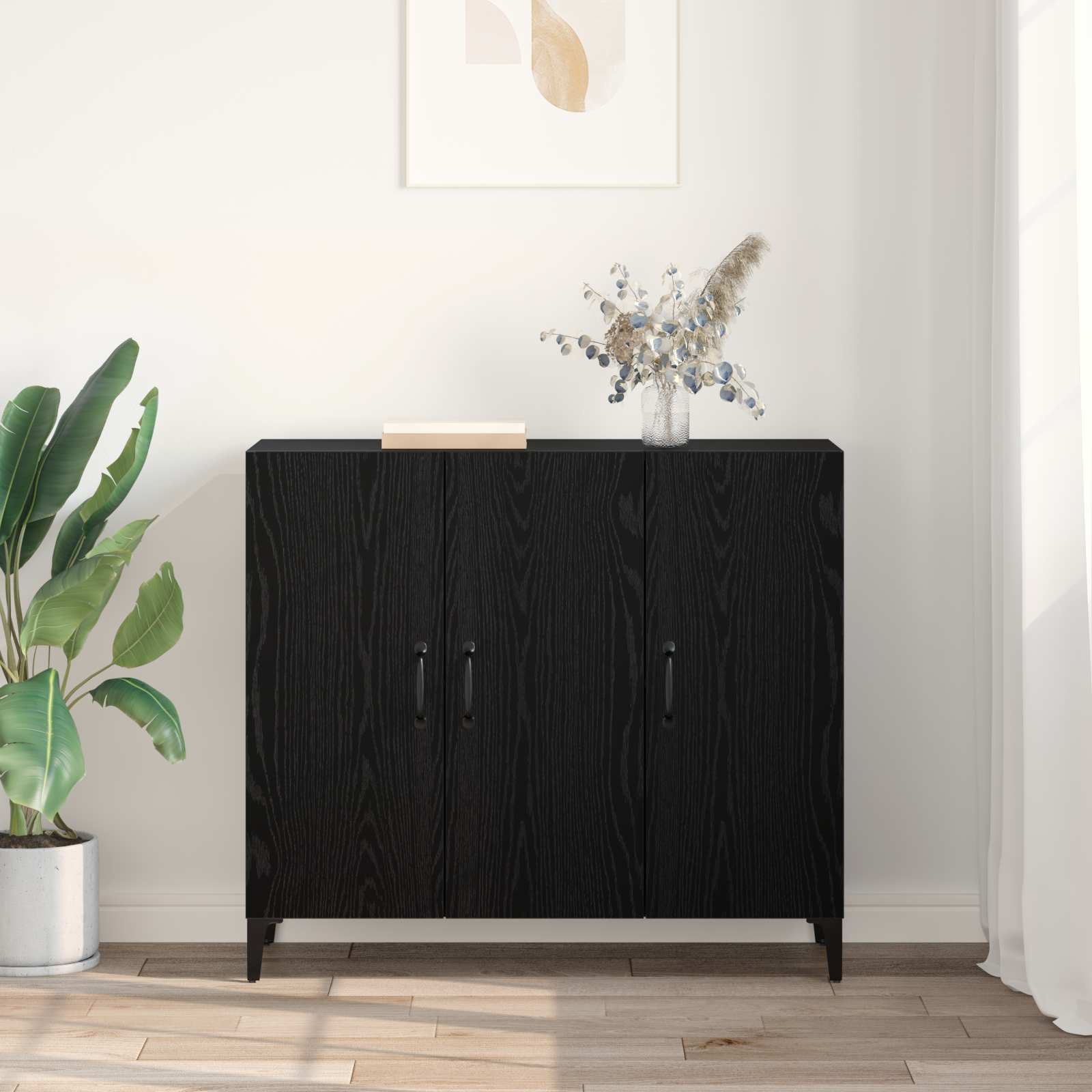vidaXL Bufet Czarny dąb 34 x 90 x 80 cm Materiał drewnopochodny