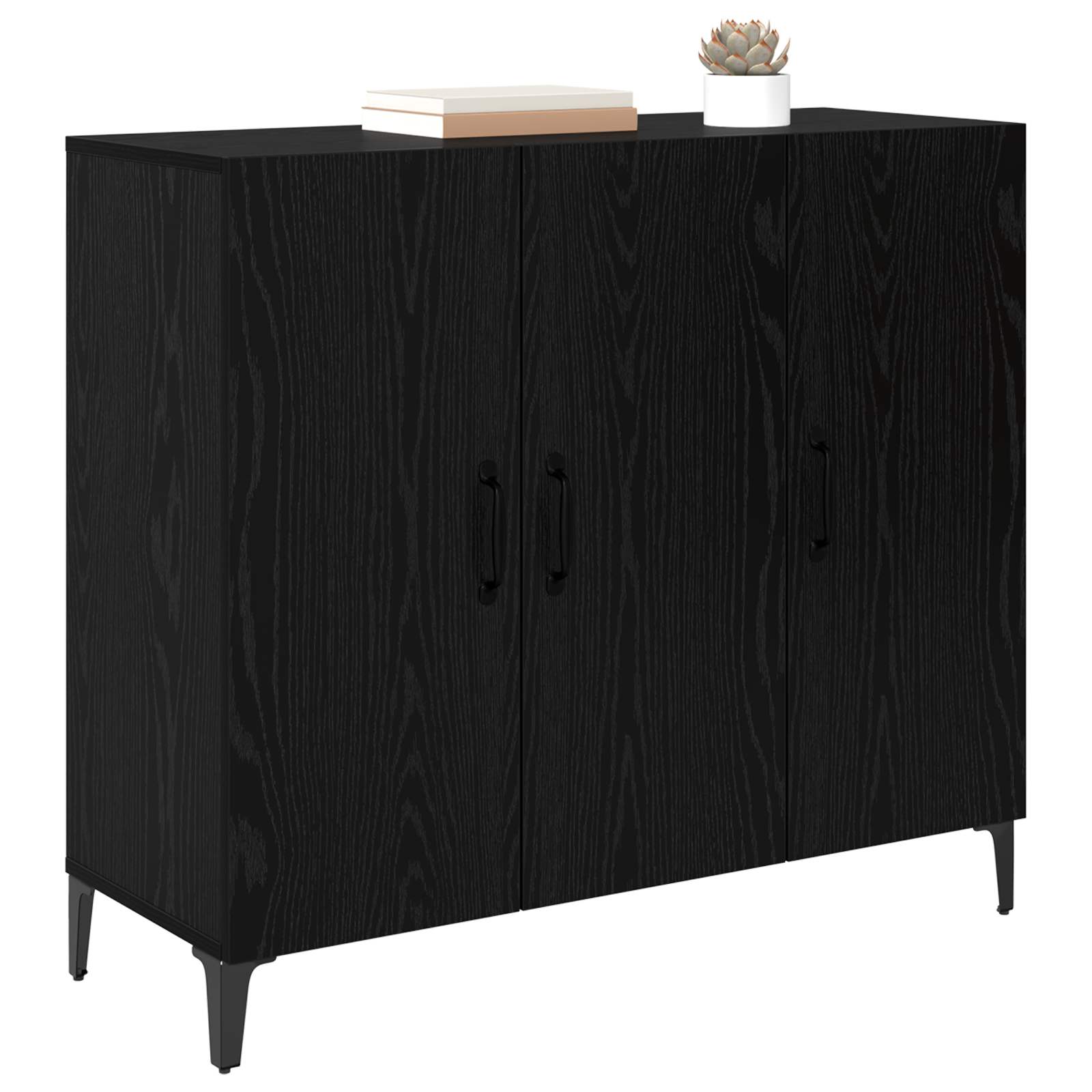 vidaXL Bufet Czarny dąb 34 x 90 x 80 cm Materiał drewnopochodny