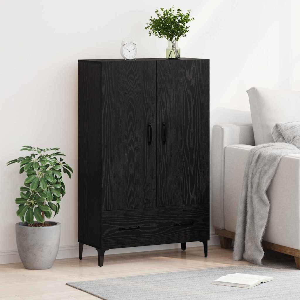 vidaXL Highboard z szufladą Czarny Dąb 70 x 31 x 115 cm