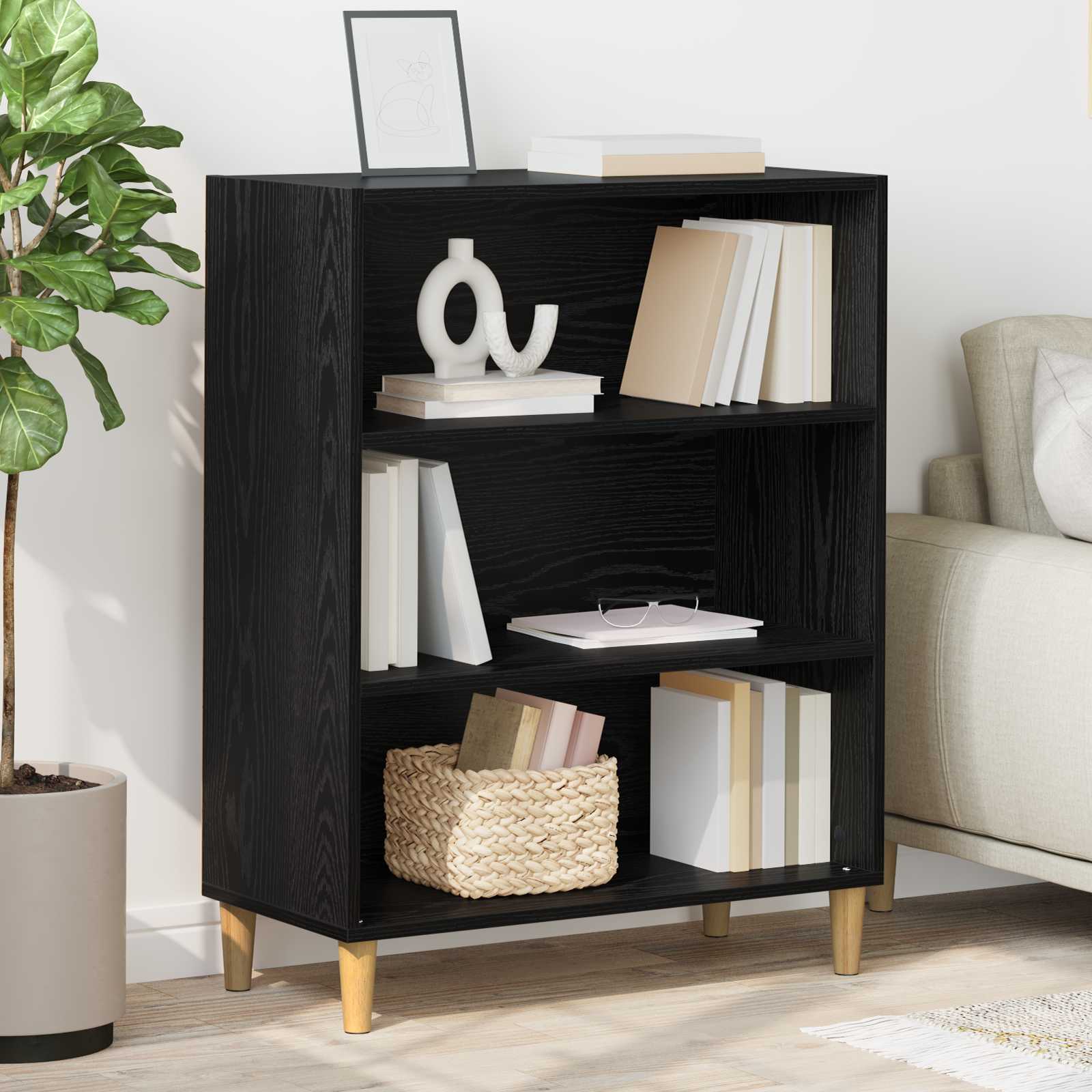 vidaXL Bufet Czarny Dąb 69,5 x 32,5 x 90 cm Materiał drewnopochodny