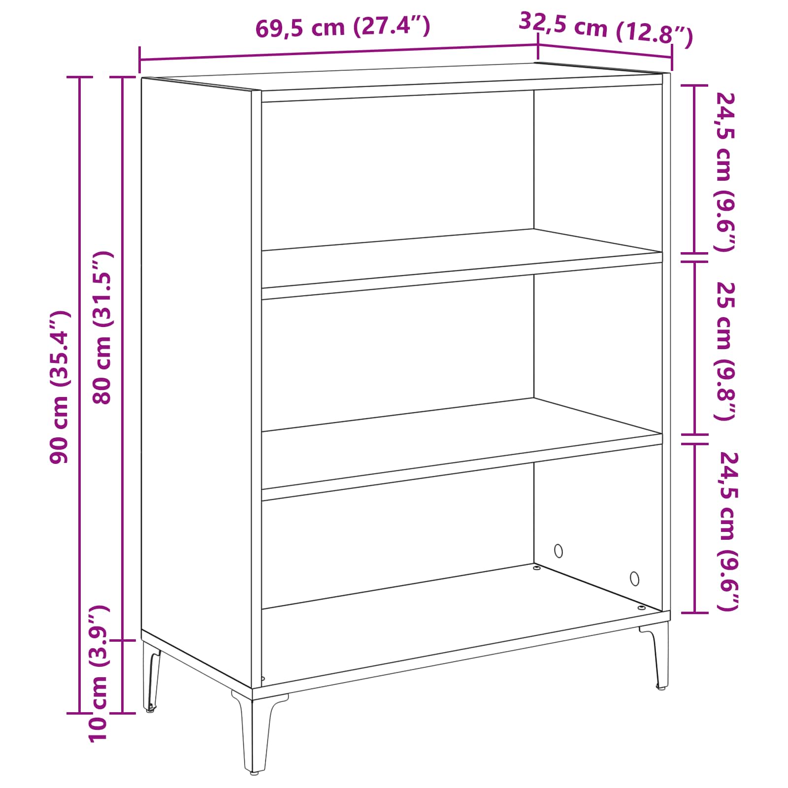 vidaXL Bufet Stare drewno 69,5 x 32,5 x 90 cm Materiał drewnopochodny