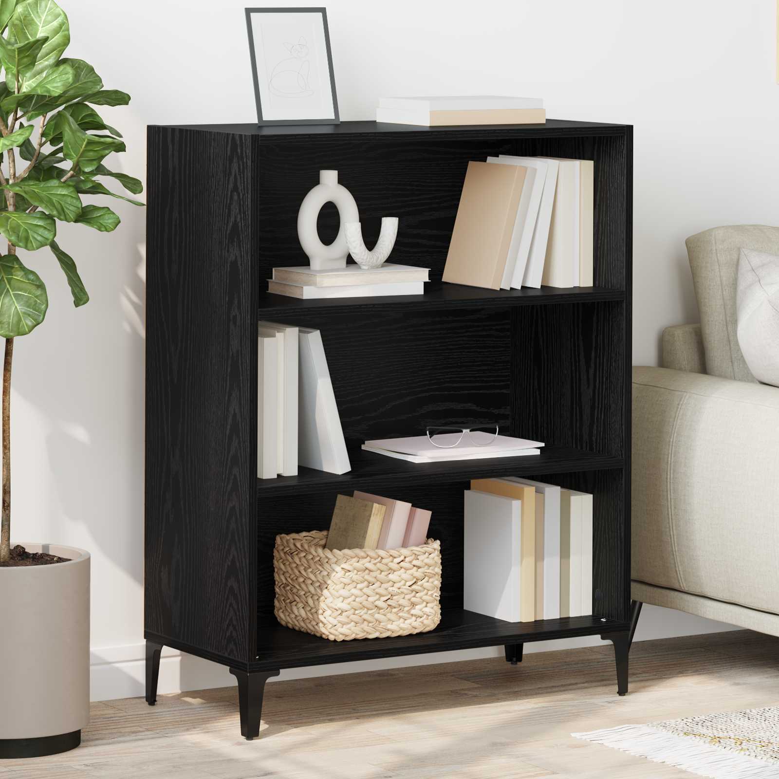 vidaXL Bufet Czarny Dąb 69,5 x 32,5 x 90 cm Materiał drewnopochodny
