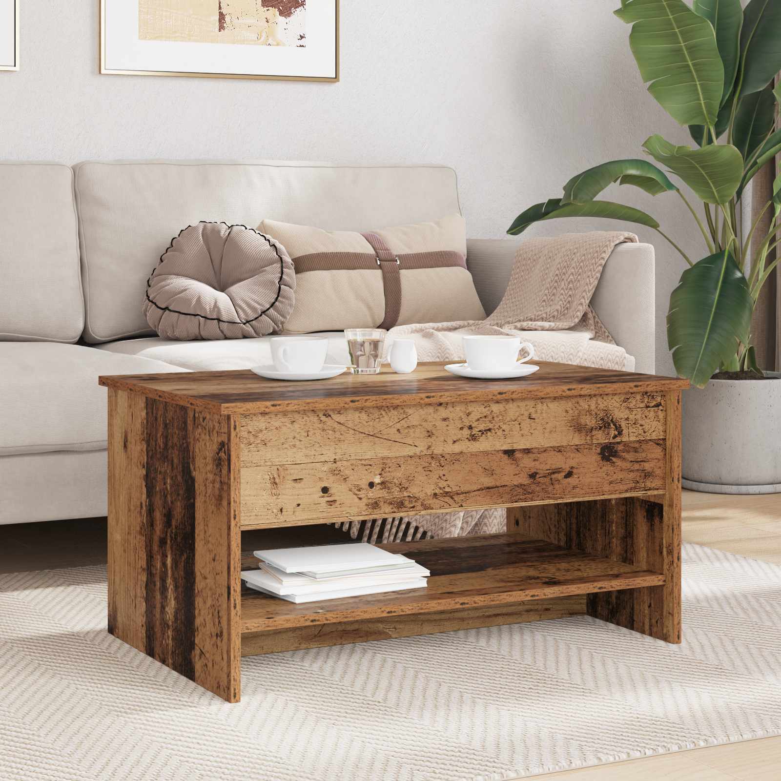 vidaXL Stolik kawowy Stare drewno 80 x 50,5 x 41,5 cm