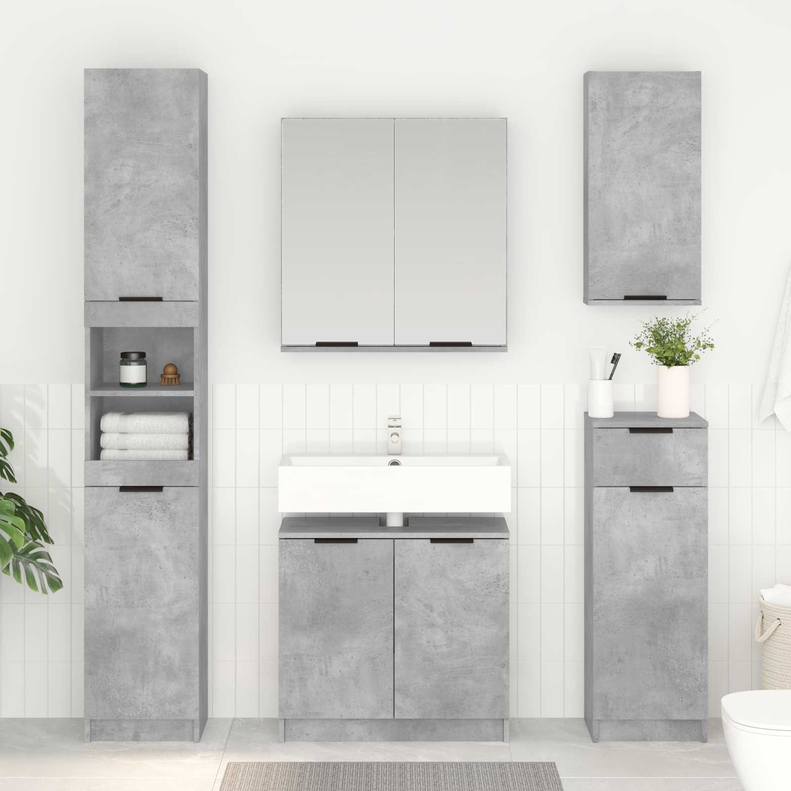 vidaXL Szafka Łazienkowa z drzwiami Betonowy szary 64,5 x 33,5 x 59 cm