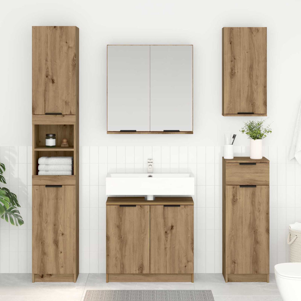 vidaXL Szafka Łazienkowa Dąb rzemieślniczy 64,5 x 33,5 x 59 cm