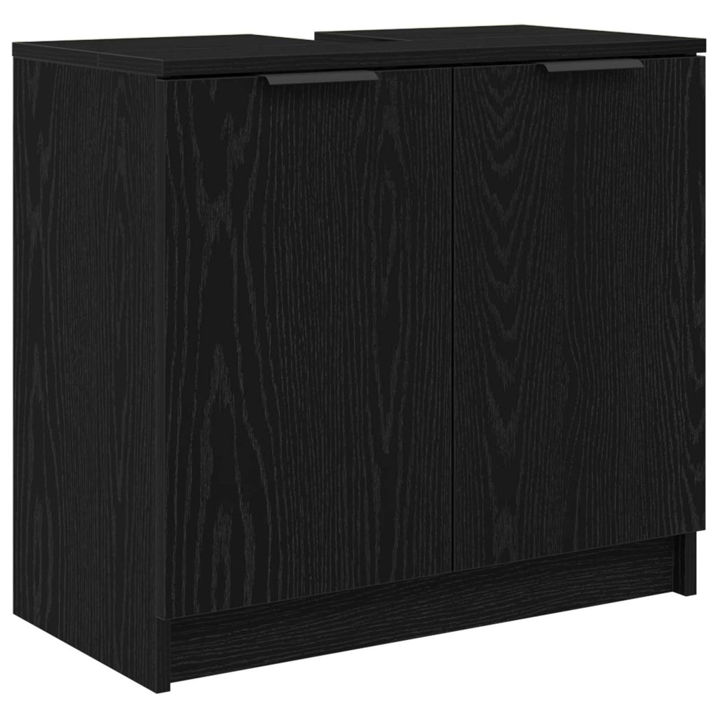 vidaXL Szafka Łazienkowa z drzwiami Czarny Dąb 64,5 x 33,5 x 59 cm