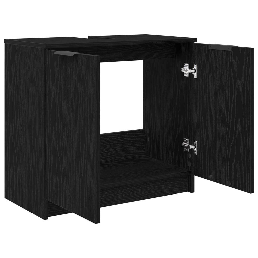 vidaXL Szafka Łazienkowa z drzwiami Czarny Dąb 64,5 x 33,5 x 59 cm