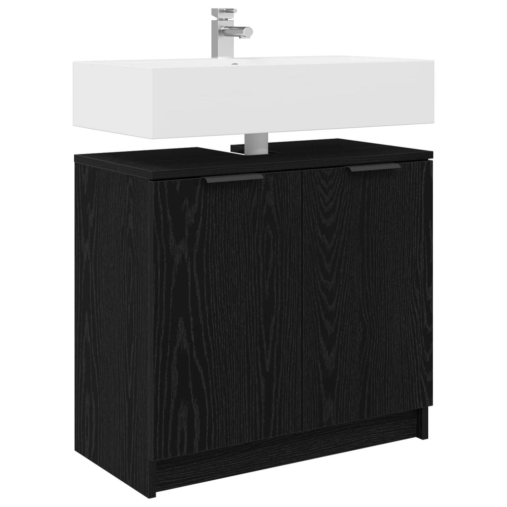 vidaXL Szafka Łazienkowa z drzwiami Czarny Dąb 64,5 x 33,5 x 59 cm