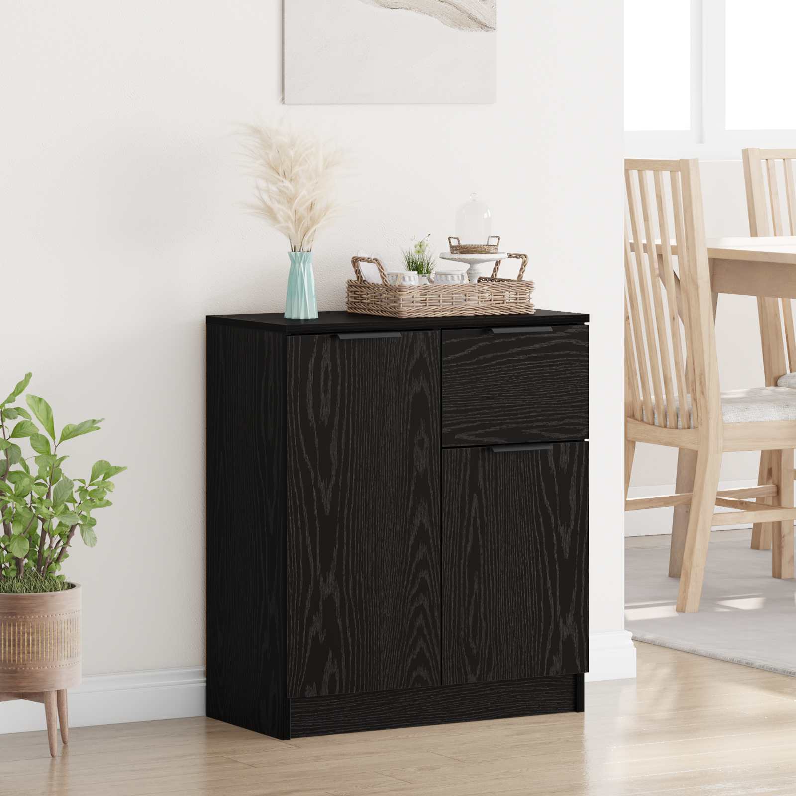 vidaXL Bufet Czarny Dąb 60 x 30 x 70 cm Materiał drewnopochodny