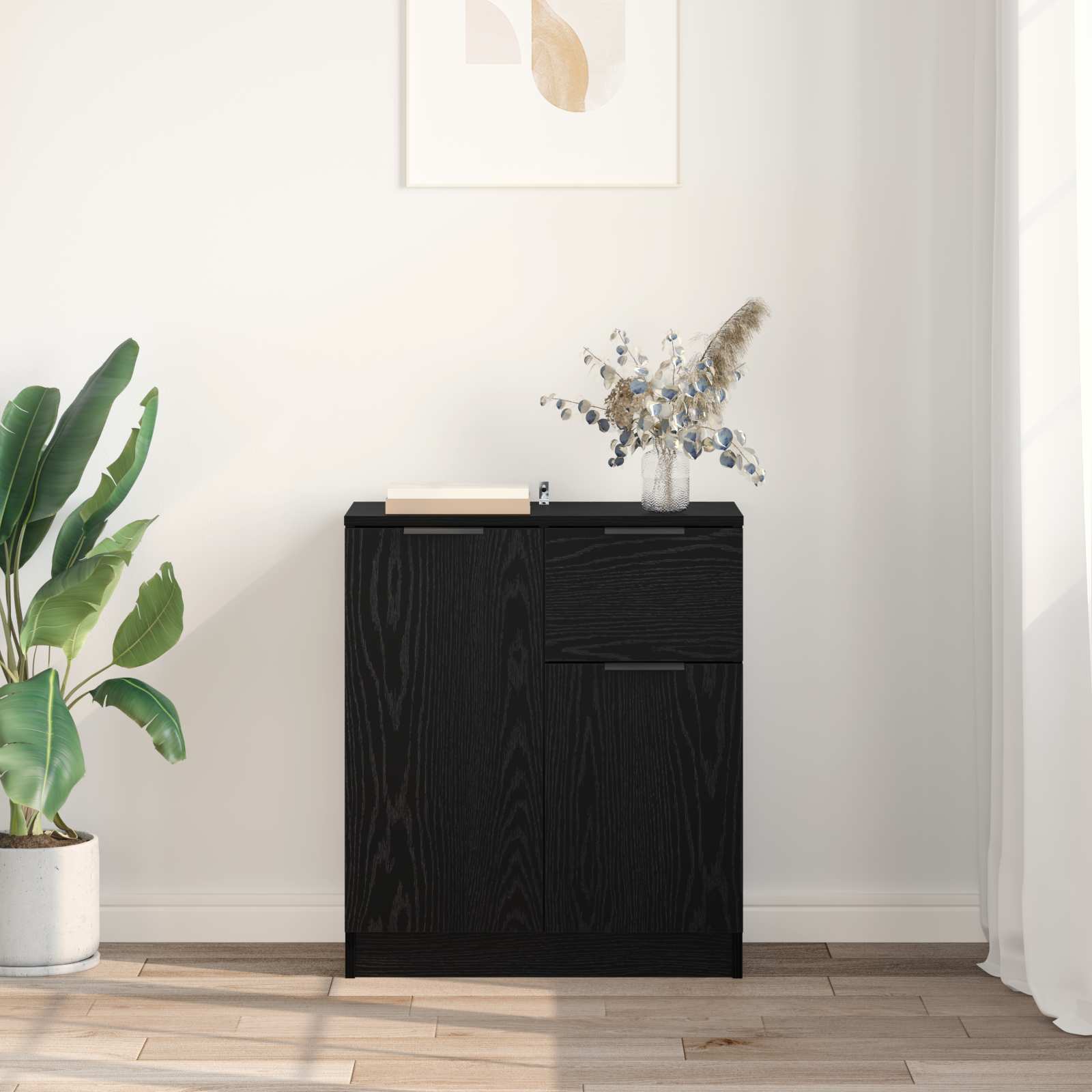 vidaXL Bufet Czarny Dąb 60 x 30 x 70 cm Materiał drewnopochodny