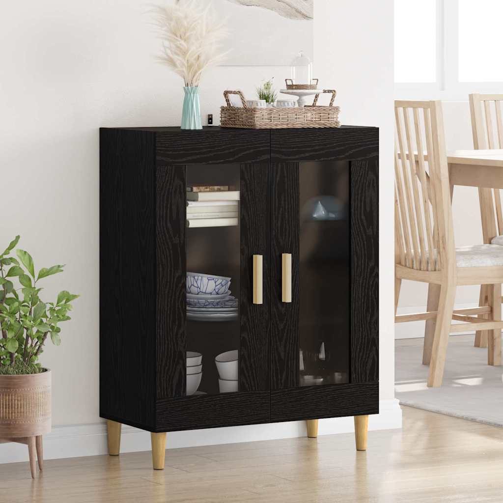 vidaXL Bufet Czarny Dąb 69,5 x 34 x 90 cm Materiał drewnopochodny